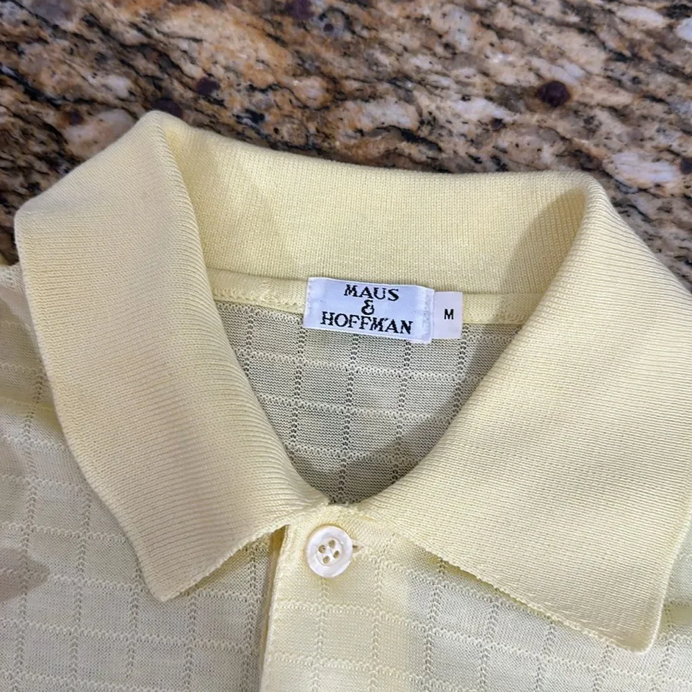 Maus & Hoffman Vintage Cotton Light Yellow Short Sleeve Polo Shirt Size M